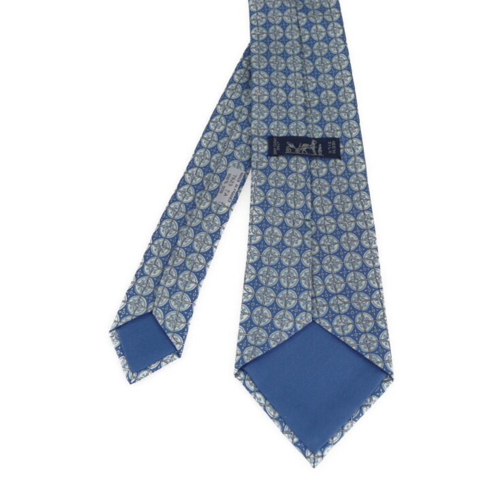 HERMES Hermes tie silk blue whole pattern apparel accessories - Picture 3 of 3